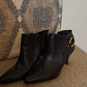 Vince Camuto Black Ankle Booties with Gold Accent